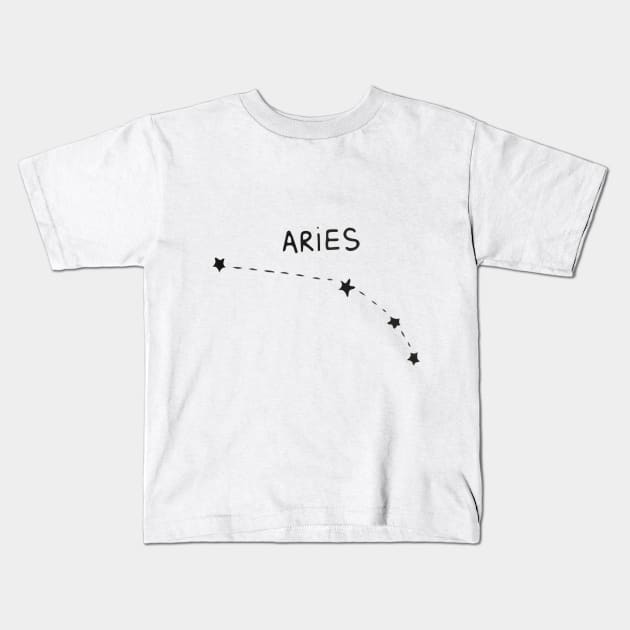 Zodiac Sign - Aries Black Kids T-Shirt by Uwaki